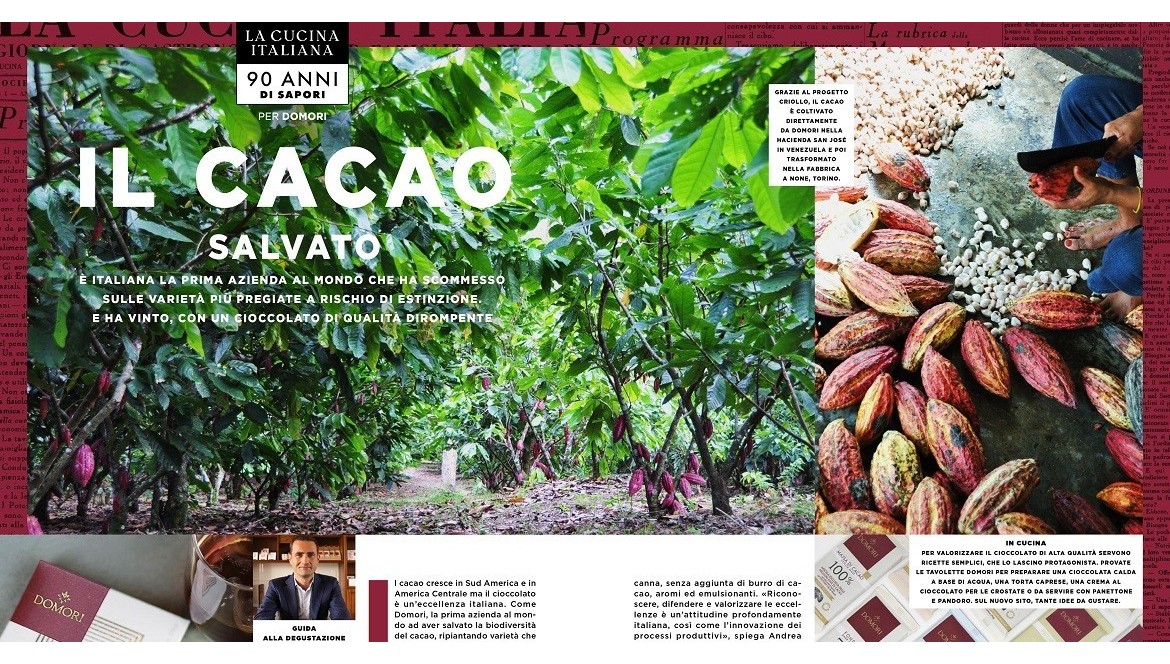 Il Cacao Salvato - Domori tra le pagine de "La Cucina Italiana" di novembre